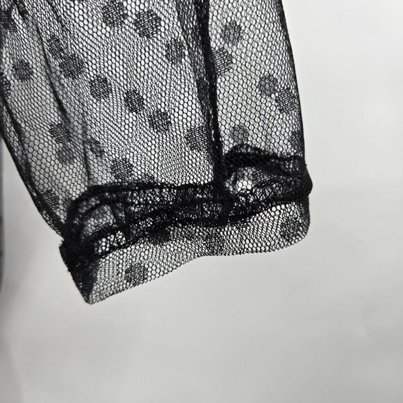 Petal and Pup Black Polka Dot Sheer Square Neckline Sleeves XL - Picture 5 of 12
